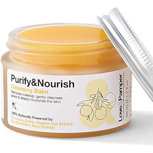LOVE & PAMPER 100% NATURAL Cleansing Balm - Makeup & Impurities Remover with Vitamin E, Calms Redness, Natural Hydrating, Night Mask - Ultra Nourishing Treatment Balm
