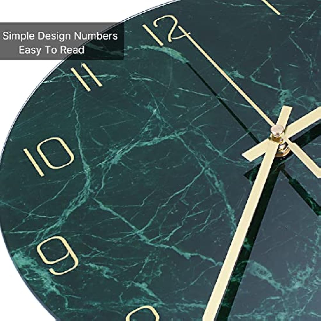 VIKMARI Glass Wall Clock Silent Non Ticking Wall Clocks- 12 Inch Quality Quartz Battery Operated Round Easy to Read Home/Office/Classroom/School Clock (Dark Green)