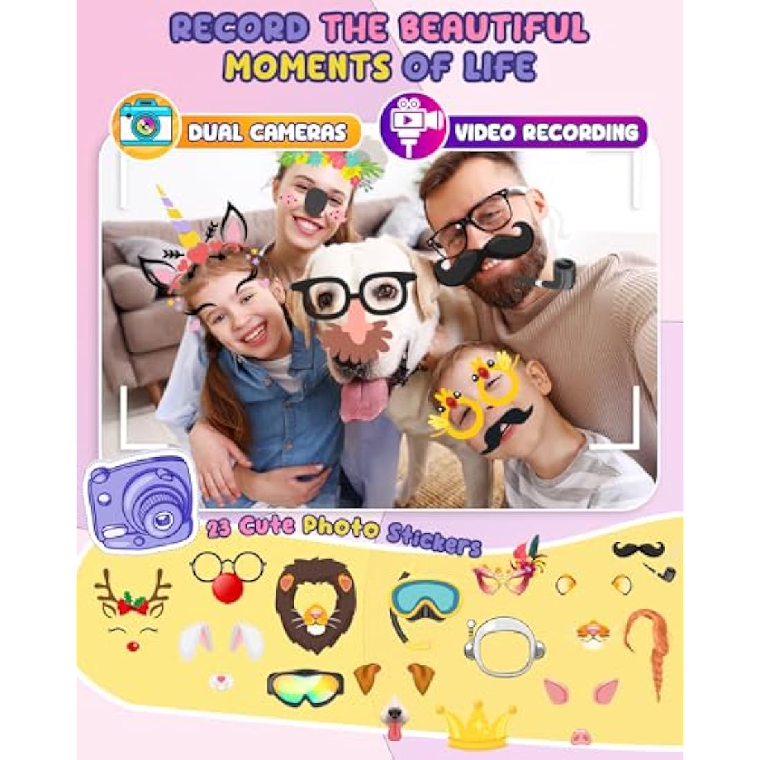 UCIDCI Kids Phone for Girls Toy Phone with Dual Camera, Toddler Mini Phone Toys with Learning Games, Travel Toys with MP3 Music Player for Christmas, Birthday Gifts for 3 4 5 6 7 Year Old Boys
