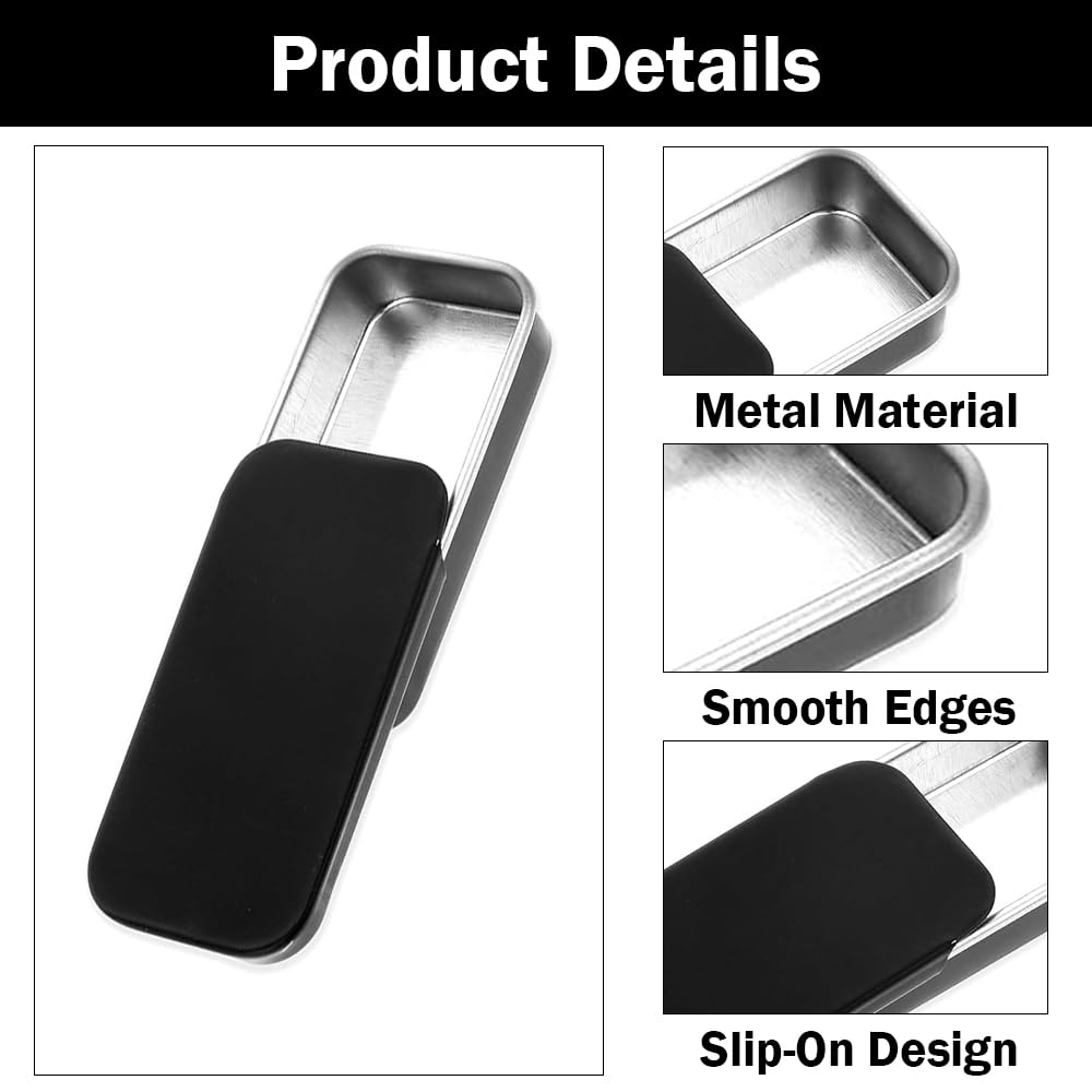 HNGUSNHOP Empty Metal Box with Slide Top for Toothpicks Floss Picks, 2 PCS