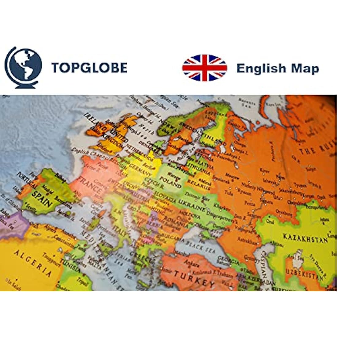 TOPGLOBE 30CM Educational World Globe All direction 360° rotating - Diameter 30cm