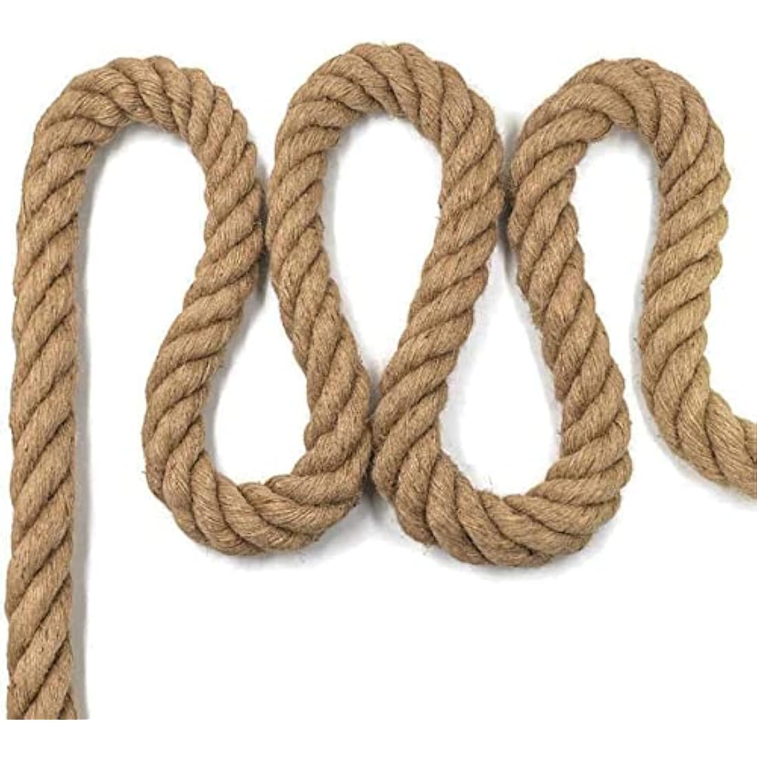 Aoneky Jute Rope - 14/16/20/25/30/40/50mm Heavy Duty Twisted Natural Hemp Rope for Garden, Tug of war, Nautical, Cat Scratching Pos, Climbing Hammock and DIY Ideas for Decorate (14mm /30m)