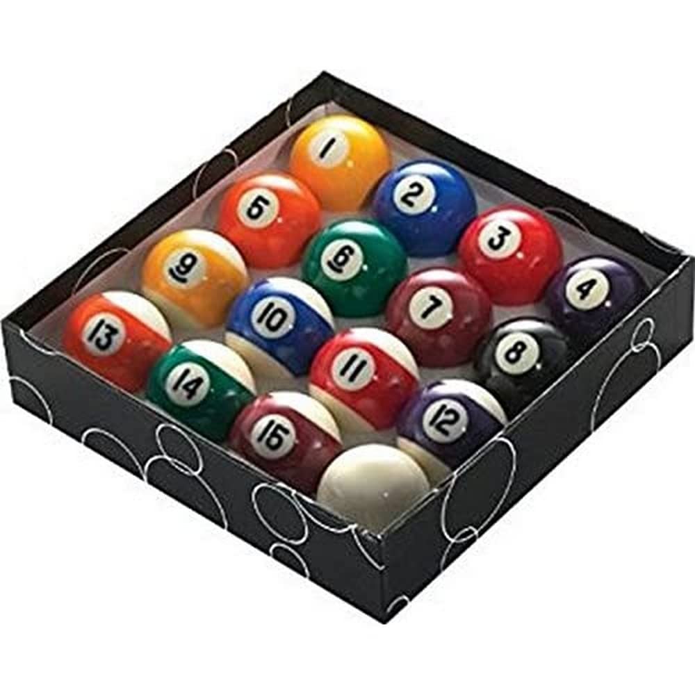 PowerGlide 16 Ball Pool Billiards Set | Spots and Stripes | Tournament | Full Size | 2 1/4" / 57.0mm Diameter | Boxed