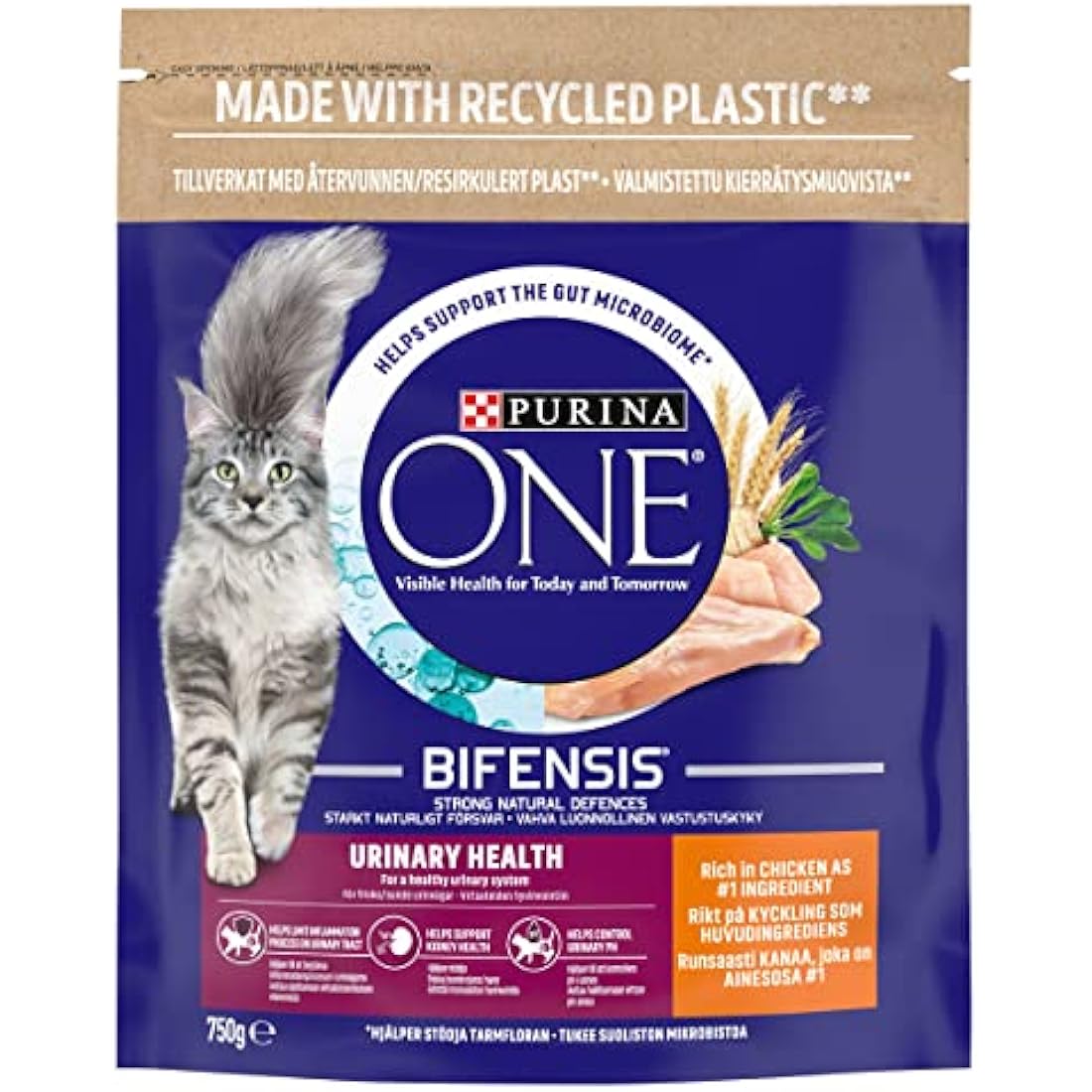 PURINA ONE Urinary Health Chicken Dry Cat Food 750g (Pack of 4)