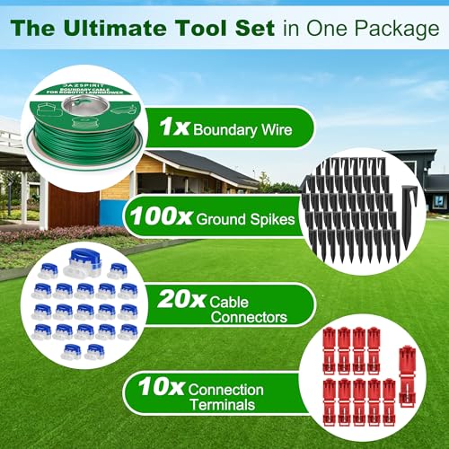 DazSpirit 150 m Boundary Cable + 100 Pegs + 20 Cable Connectors + 10 Connection Terminals for Robot Lawnmower, Garden Wire Accessory Set, Compatible
