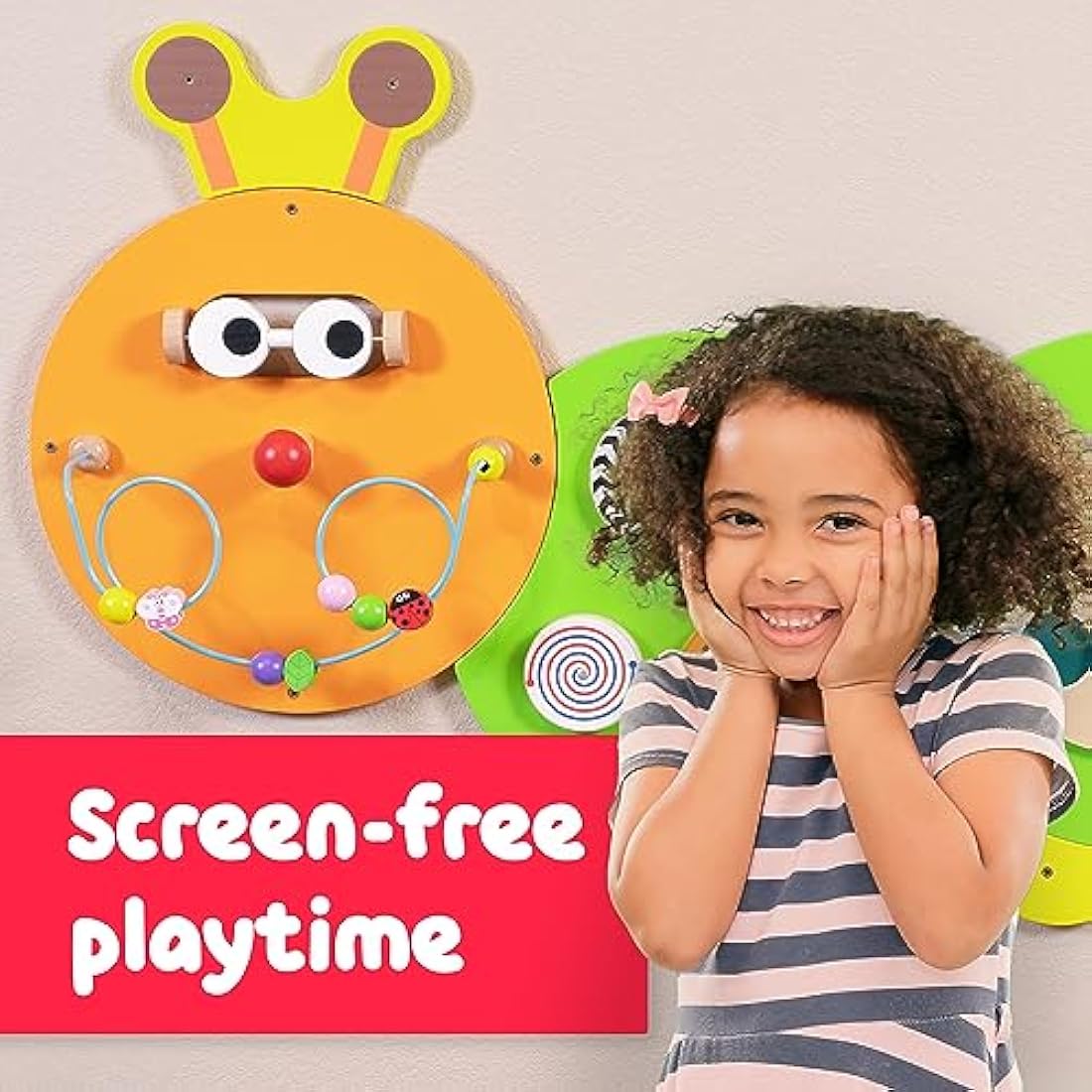 SPARK & WOW Caterpillar Activity Wall Panels | Ages 18m+ | Montessori Sensory Wall Toy | 6 Activities | Busy Board | Toddler Room Decor