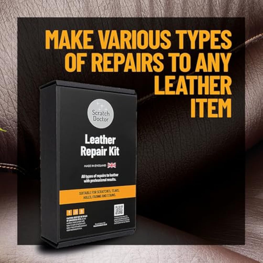 Scratch Doctor Complete Leather Repair Kit Patch, Fill, Repair & Recolour Scratches, Tears, Holes in Leather Furniture, Sofas, Car Seats (Beige)