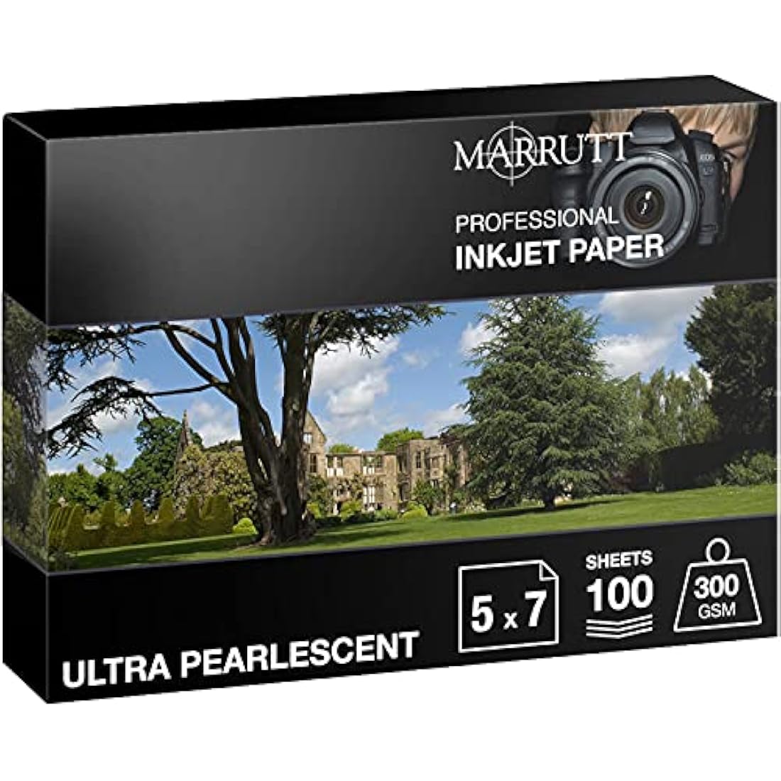 Marrutt 300gsm Ultra Pearlescent Hi-White Inkjet Photo Paper: 5" x 7" - 100 Sheets
