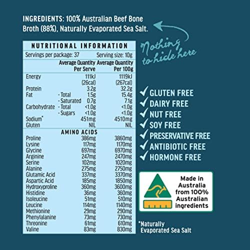 Australian Beef Bone Broth Concentrate- Natural Beef Instant Bone Broth Beverage - Gluten & Dairy Free - Great for Soups, Stock, Broth Beverage drink.