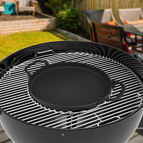 Onlyfire Round Cast Iron Griddle Grill Pan for Weber 7421 Gourmet BBQ System, Replacement for 57CM Weber Charcoal Kettle Grills