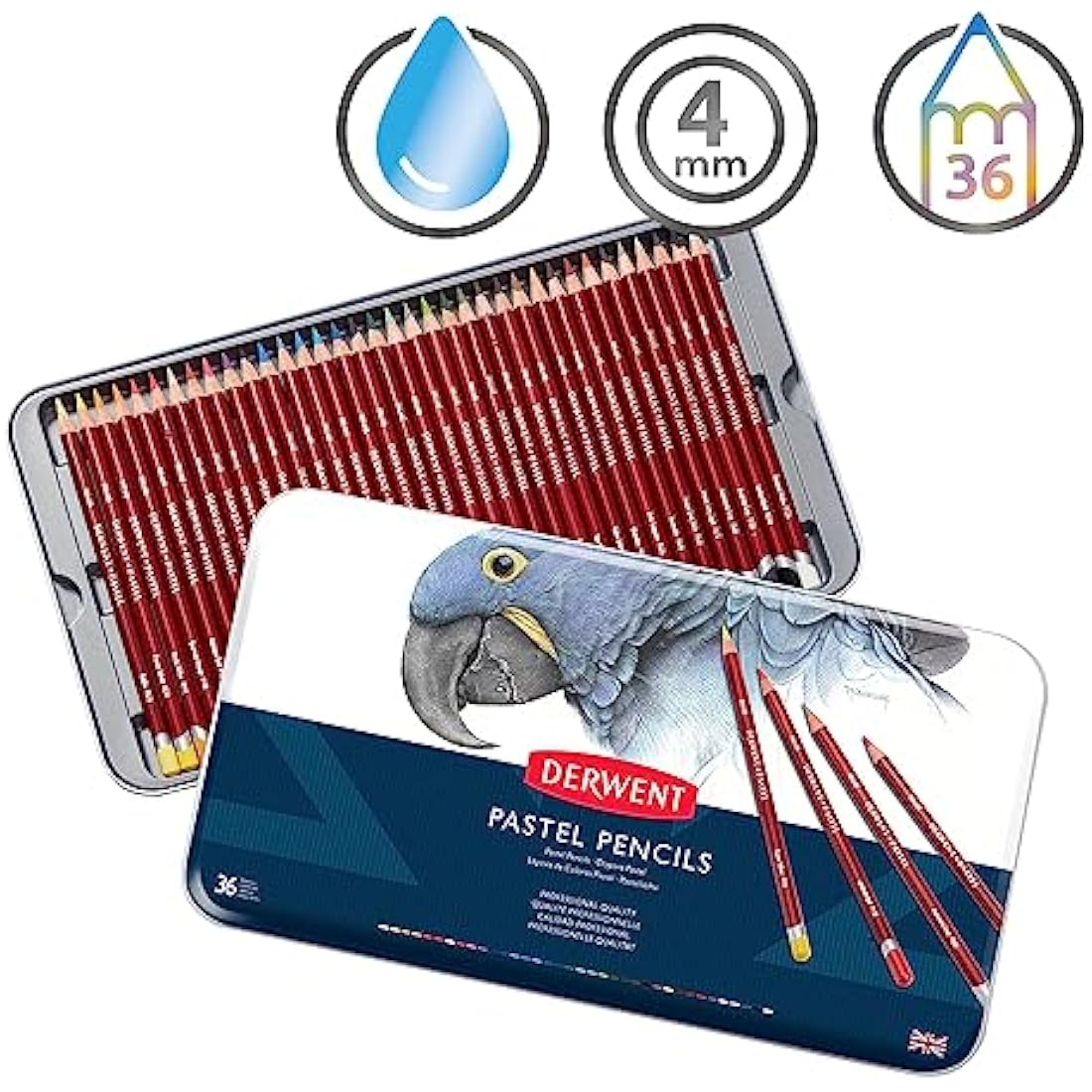 Derwent Pastel Pencils, Drawing & Writing, Set Of 36, Ideal For Blending & Colouring, Professional Quality, 0700307