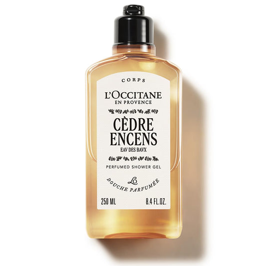 L'OCCITANE C?dre Encens (Formerly Baux) Shower Gel 250ml, Warm Cedarwood & Incense Body Wash for Men, Premium & Clean Beauty for All Skin Types