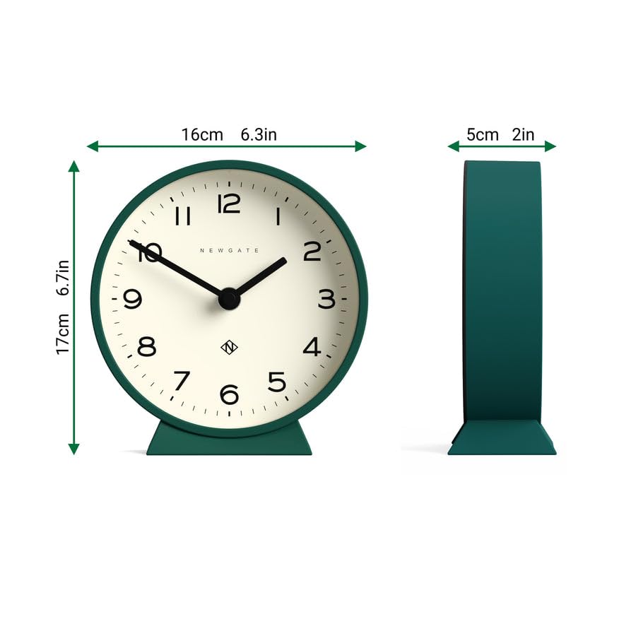 NEWGATE M Mantel Silent Sweep Mantel Clock - 'No Tick' - A Modern Mantelpiece Clock - Small Mantle Clock - Minimalist Dial - (Eden Green)