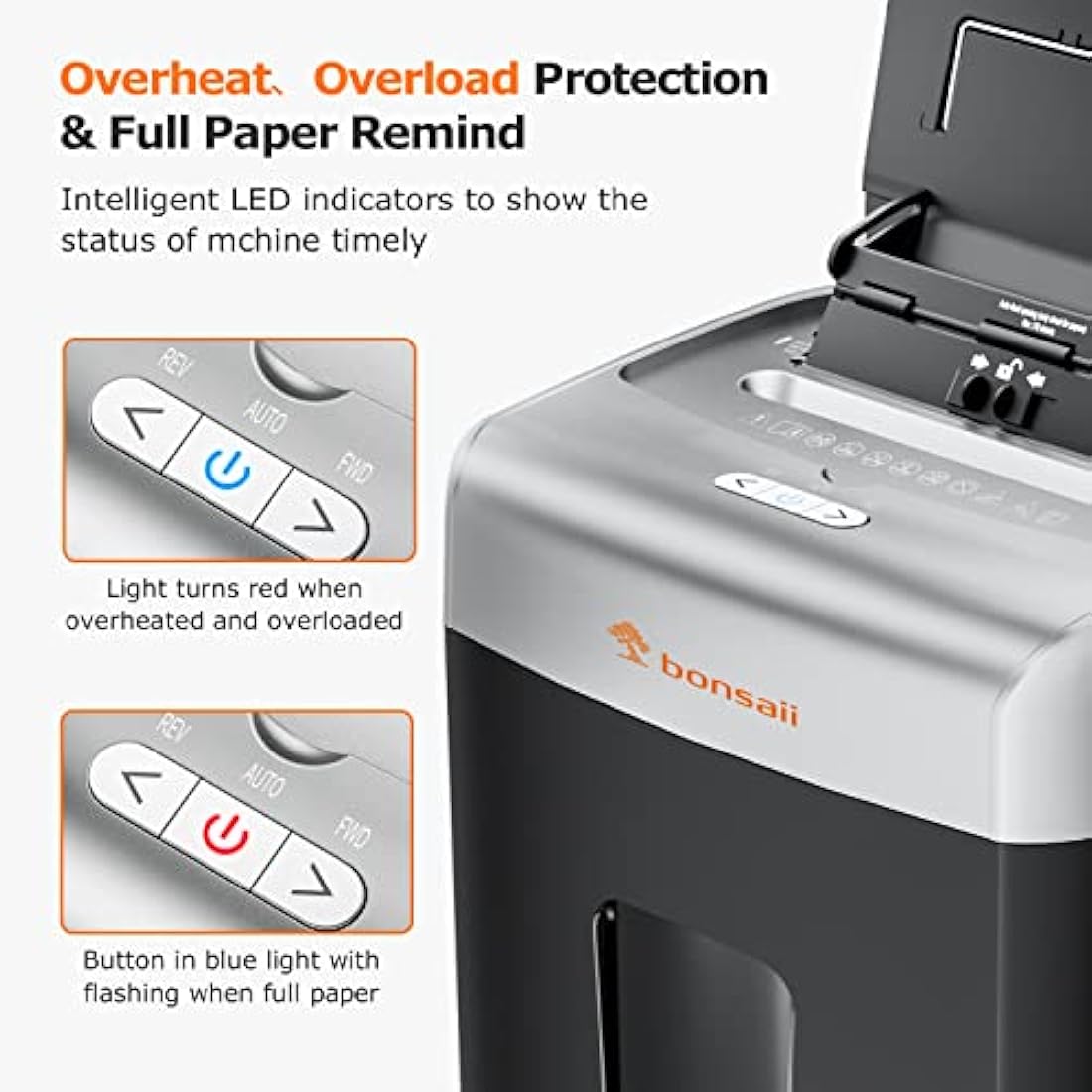 Bonsaii 110-Sheet Auto Feed Office Paper Shredder, 30 Mins Continuous Micro Cut Heavy Duty Paper Shredder, Manual 12-Sheet Home Office Credit Card Shredder with 4 Wheels, 23L Bin (C233-B upgrade)