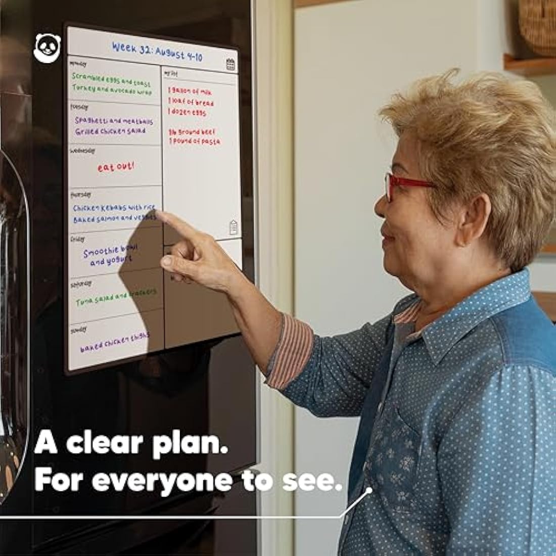 Smart Panda A3 Magnetic Whiteboard Fridge Calendar - Meal Planner and Shopping List White Board - Memo Board and Family Planner Notice Board - Weekly