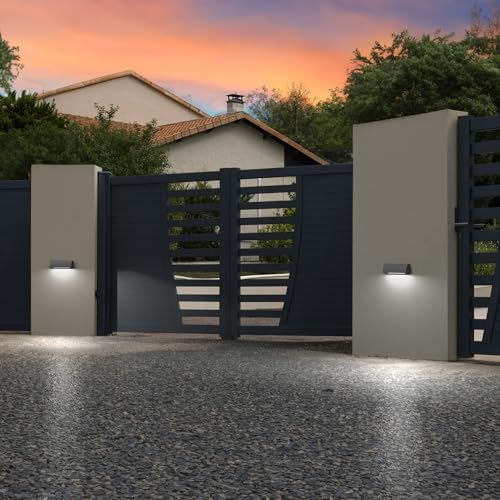 ledscom.de 4 LED Wall Light/Staircase Light SEGIN for Outdoors, IP54, Flat, Downlight, Grey matt, Angular, 6.3 W, 630lm, Cool White