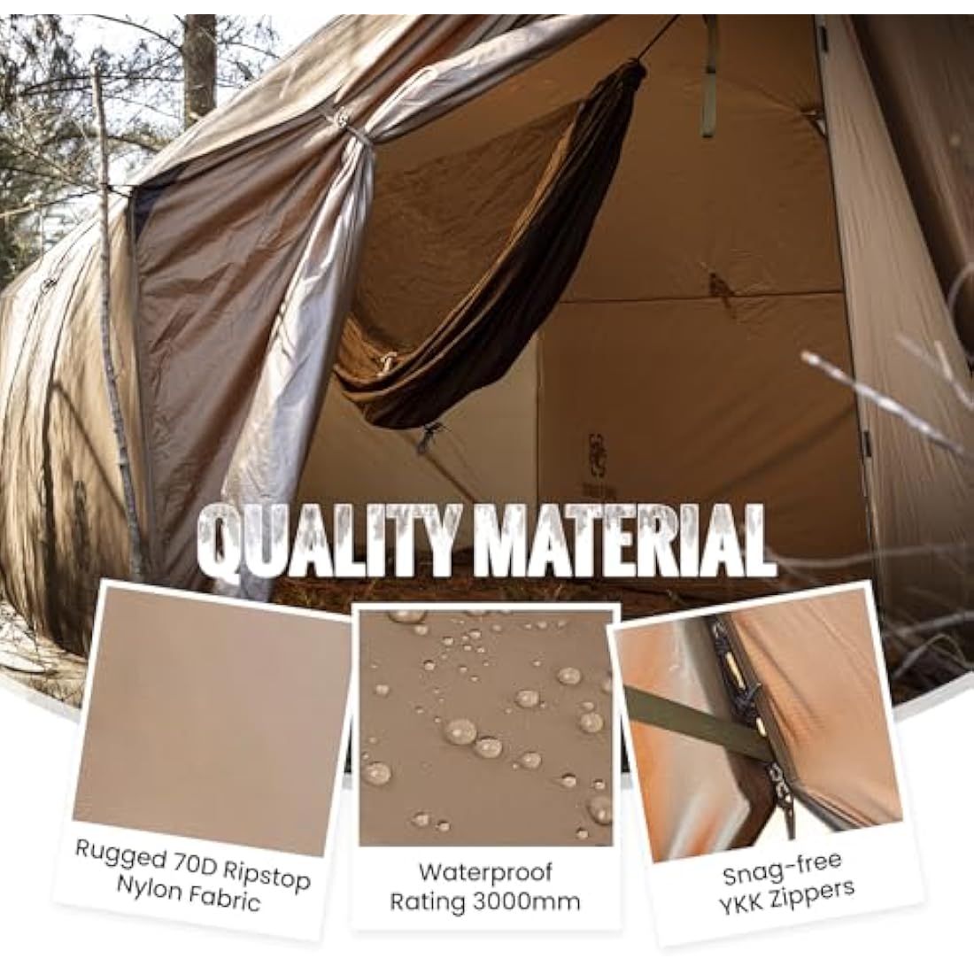 OneTigris TEGIMEN Hammock Hot Tent with Stove Jack, Spacious Versatile Wall Tent with Snow Skirt, 3000mm Waterproof with Zippered Tent Bag