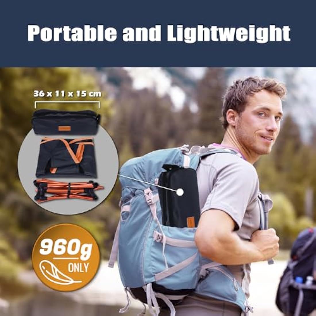 TREKOLOGY YIZI GO Camping Chair for Adult – Compact, Foldable, Lightweight 0.9 kg, 136 kg Capacity, Durable Aluminum, Quick Setup, Ideal for Backpacking, Beach, and Outdoor Adventures (Black)