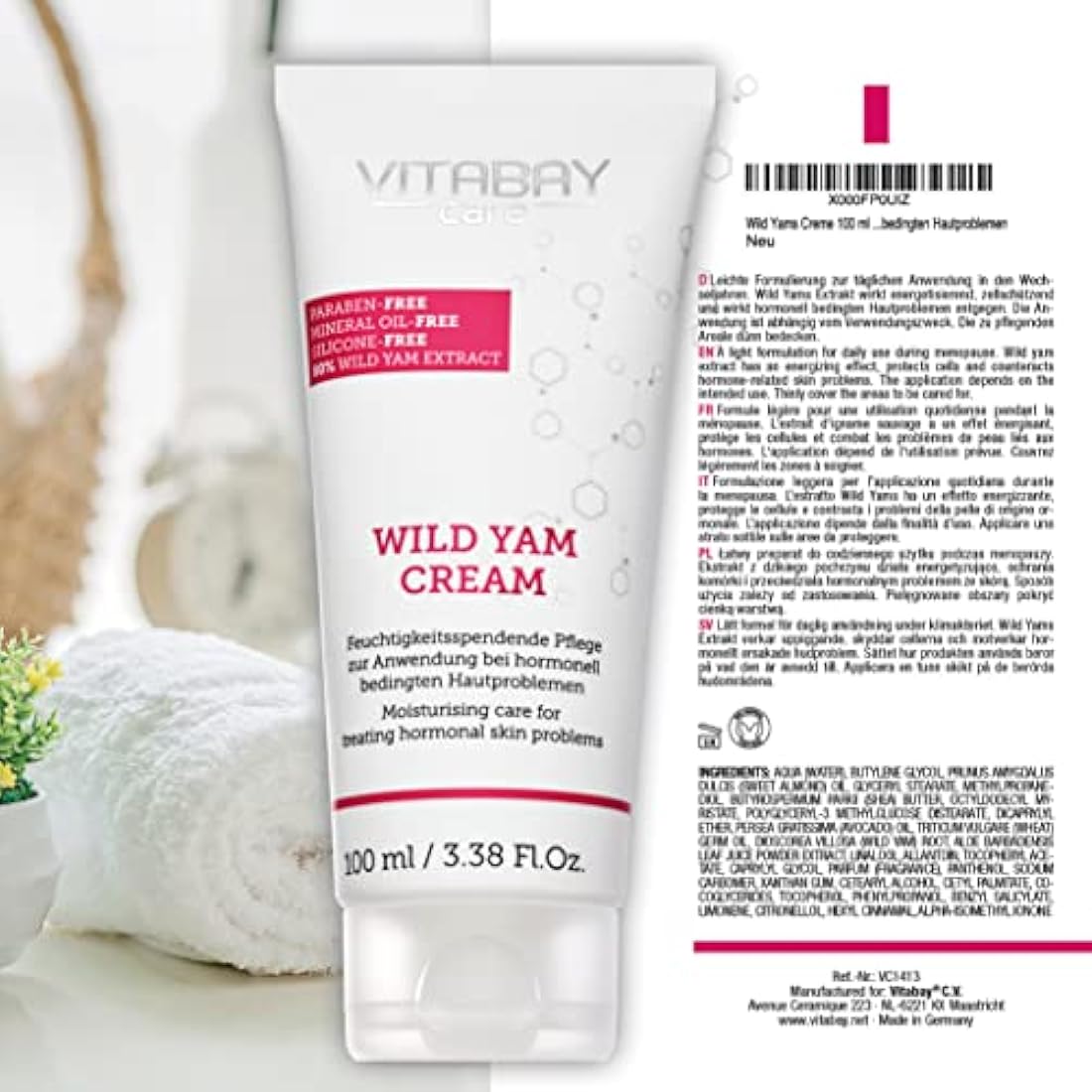 Wild Yams Cream extra strong 100ml - 80% yam root extract - 64% diosgenin - for hormone fluctuations