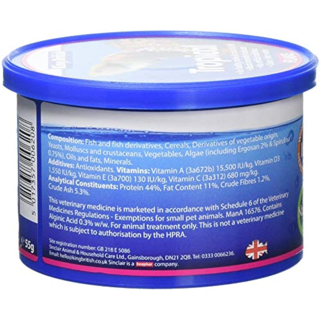 King British | Tropical Fish Flake With Immuno Health Booster | Complete Food for Tropical Fish | Helps Prevent Infection and Disease | High Protein Content | Includes Essential Vitamins | 55g