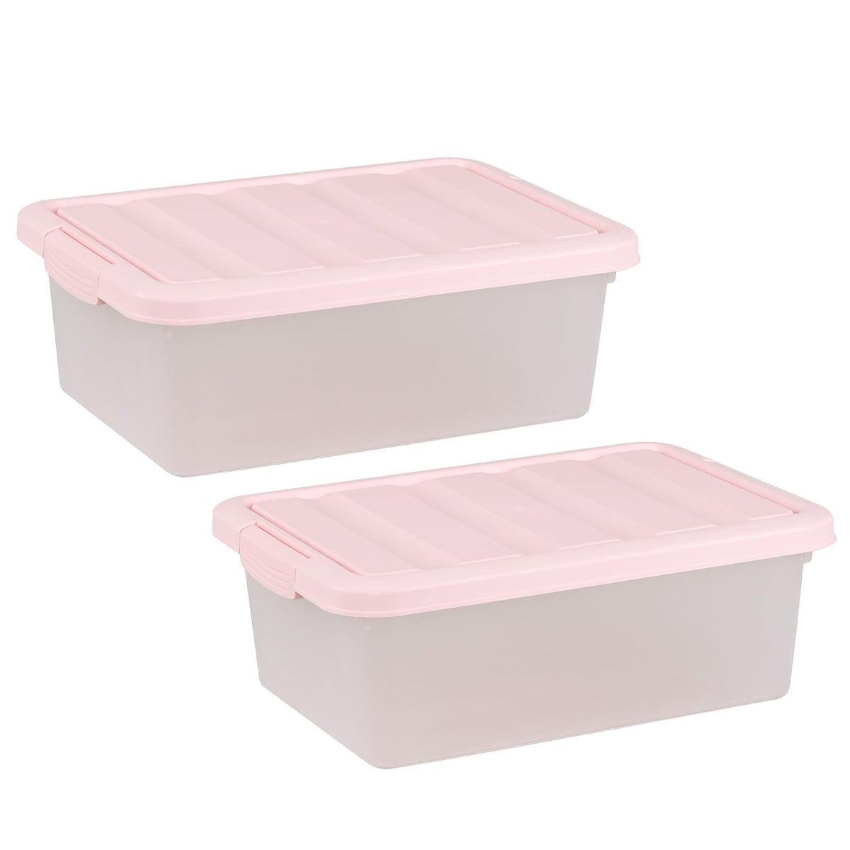 Kiddream 2 Packs 14 Liters Clear Plastic Storage Containers, Flat Shallow Storage Boxes with Lids