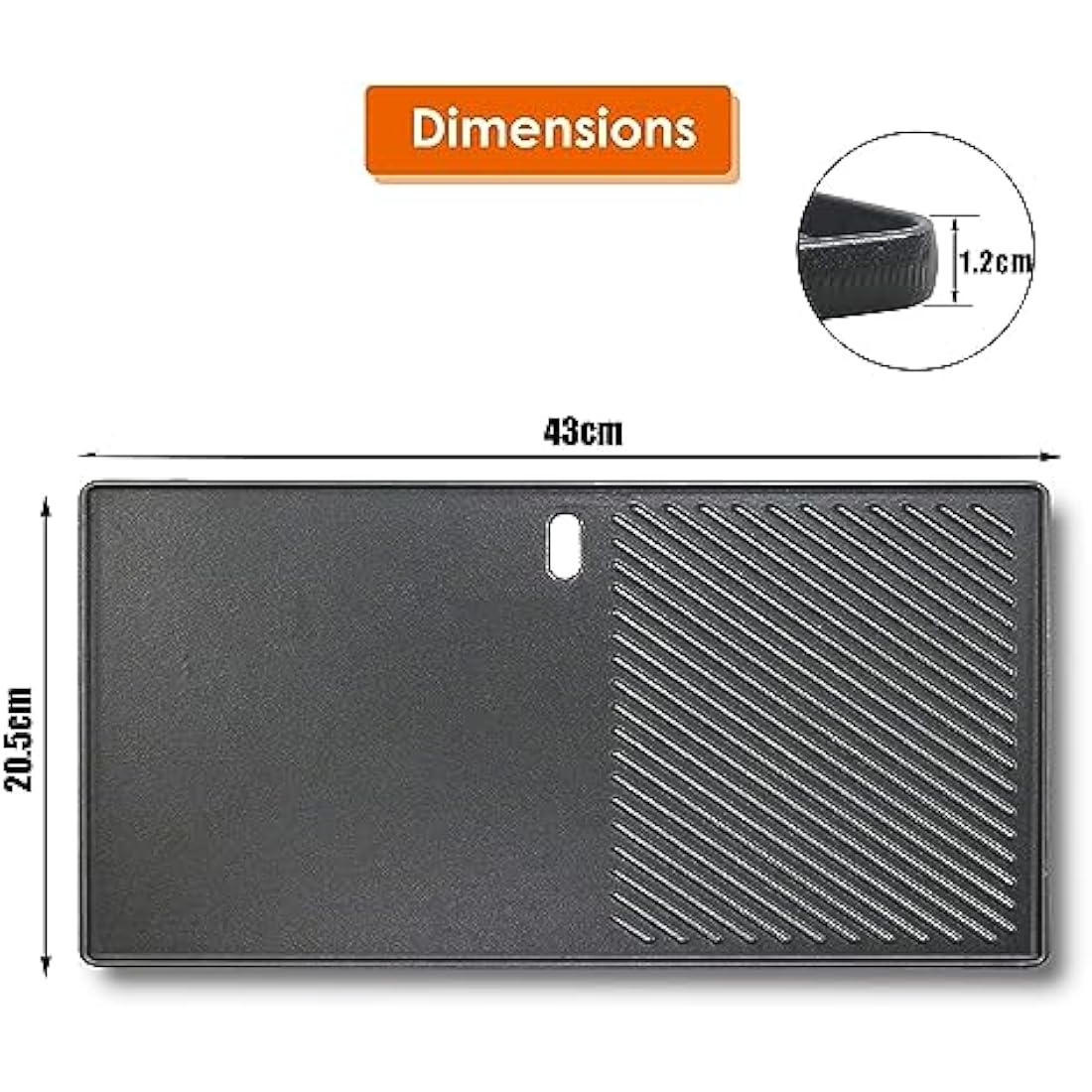 GFTIME 43x 20.5cm Cast Iron Grill Griddle 7882 for Enders Boston 3-Burner, Enders Monroe 3 Pro, Santos, Charbroil Advantage, Broil King, BBQ Gas Grill Replacement Parts for Most Grill Models, 1 Pack