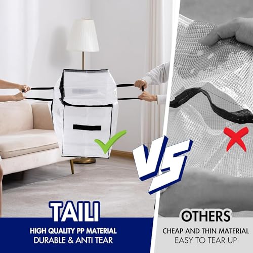 TAILI Extra Large Moving Bags, 6 Pack Clear Heavy Duty Totes, Wrap Around Handles,Storage Bags for Clothes Bedding Camping Space Saving,Alternative to
