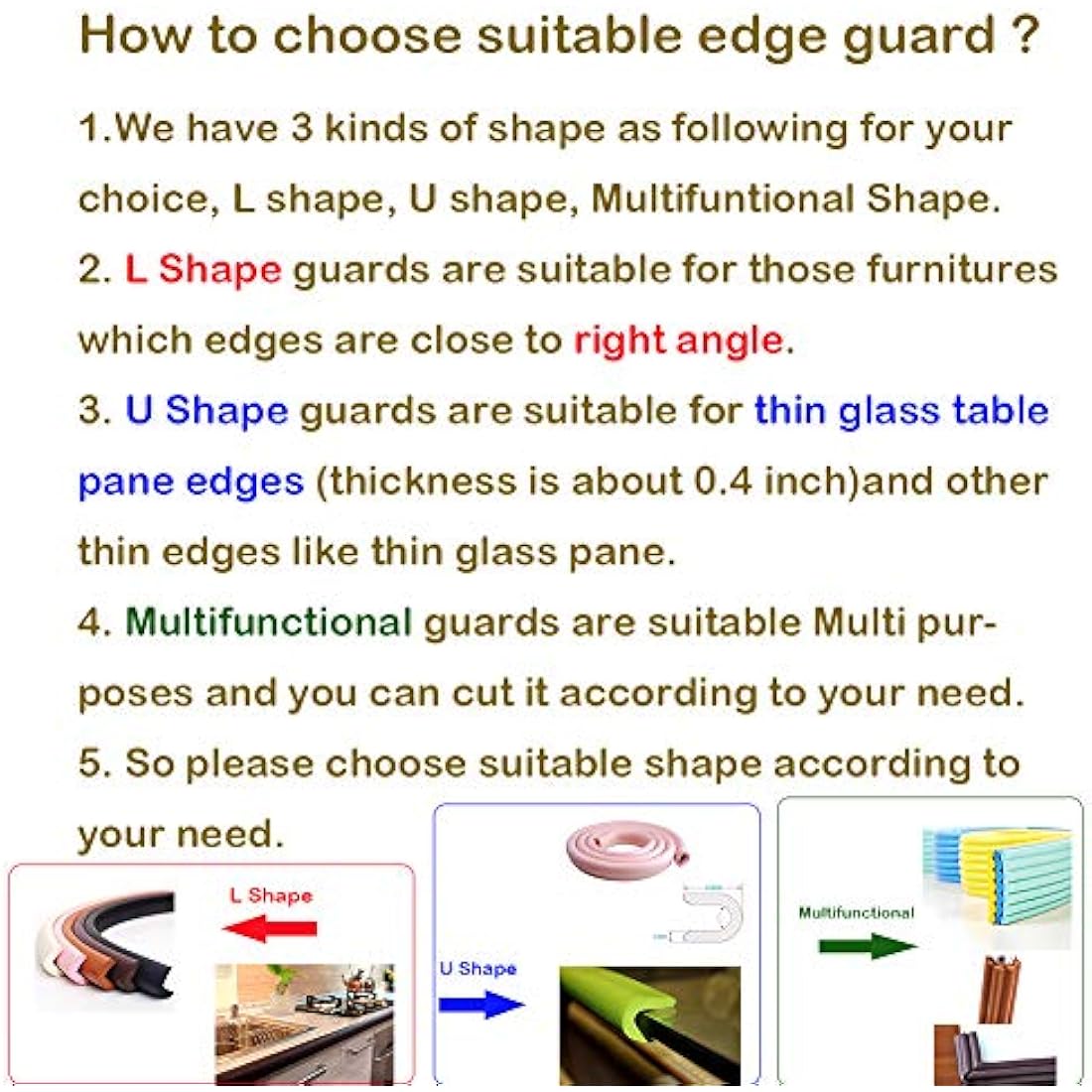 M2cbridge L Shape Extra Thick Furniture Table Edge Protectors Foam Baby Safety Bumper Guard 2 M (Red)