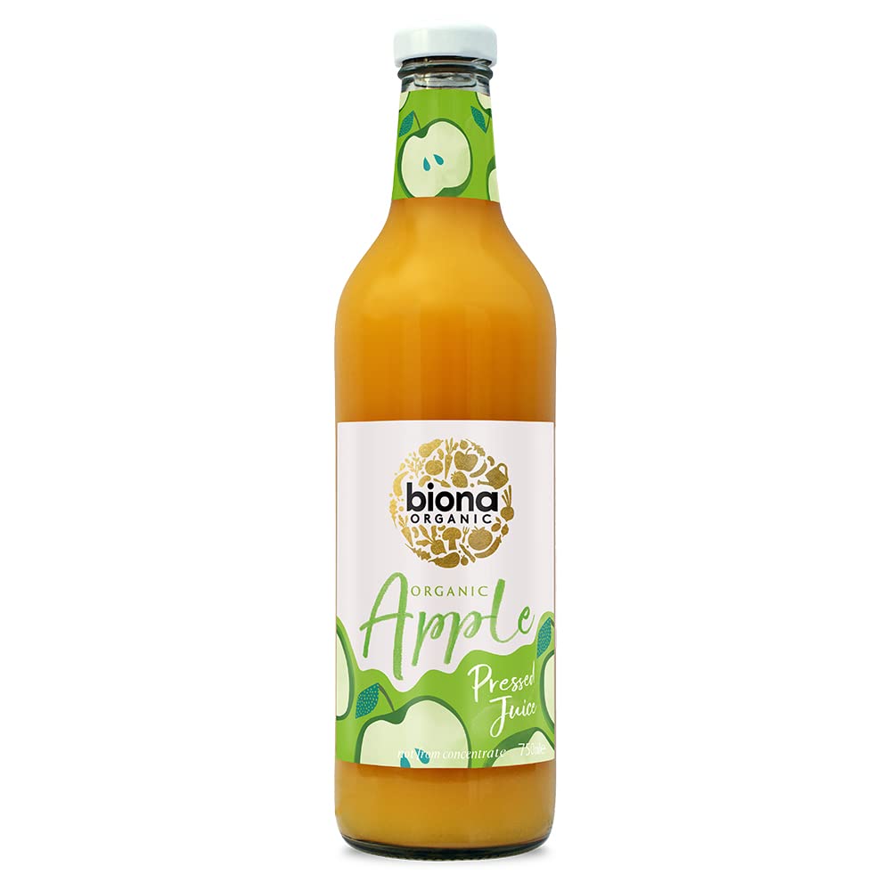 Biona Organic Apple Juice 750ml, Pack of 6 - Immediately Pressed After Harvest - Recyclable Glass Bottle - Not From Concentrate - No Added Sugar -