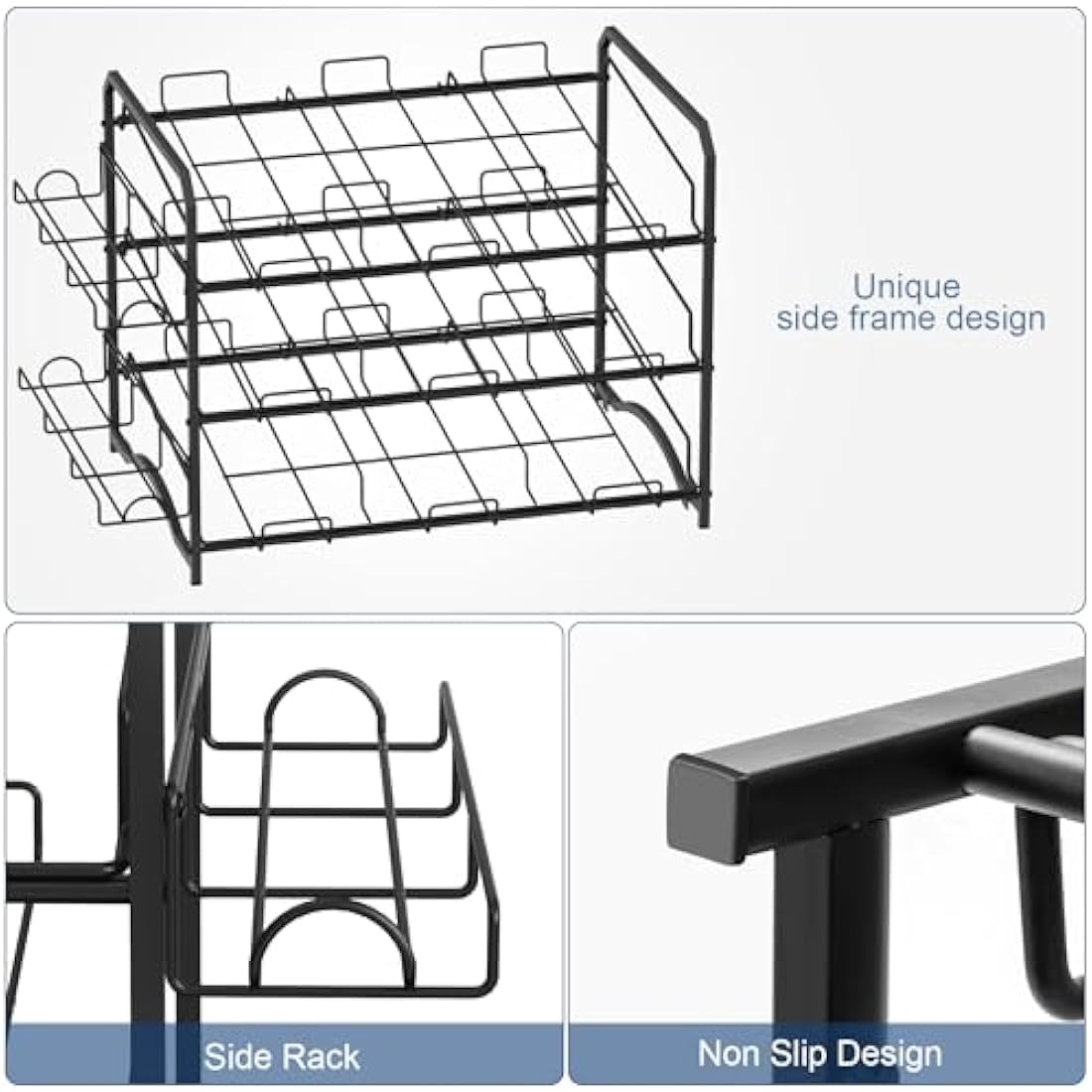 Mutool 3 Tier Can Rack, Stackable Kitchen Food Organizer/Holder for Counter-Top, Pantry Organizers and Storage, Black