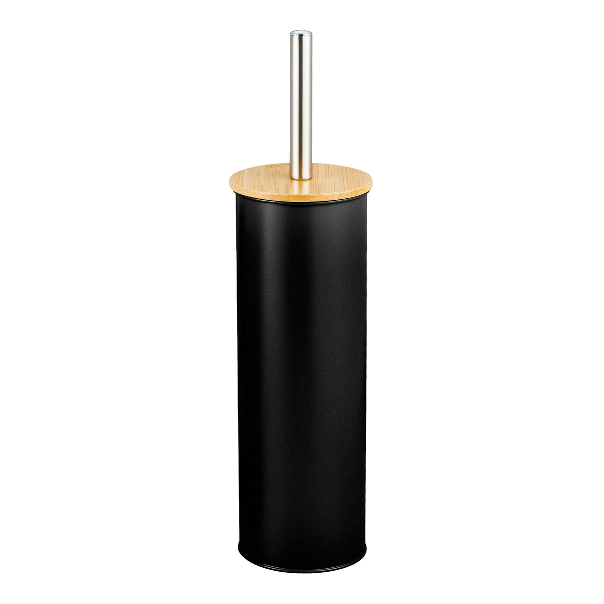 Amig - Naturline Toilet Brush Holder - ?95 x 38 cm - Steel and Bamboo - Black - Modern and Long-Lasting Bathroom Brush - Minimalist Style with a