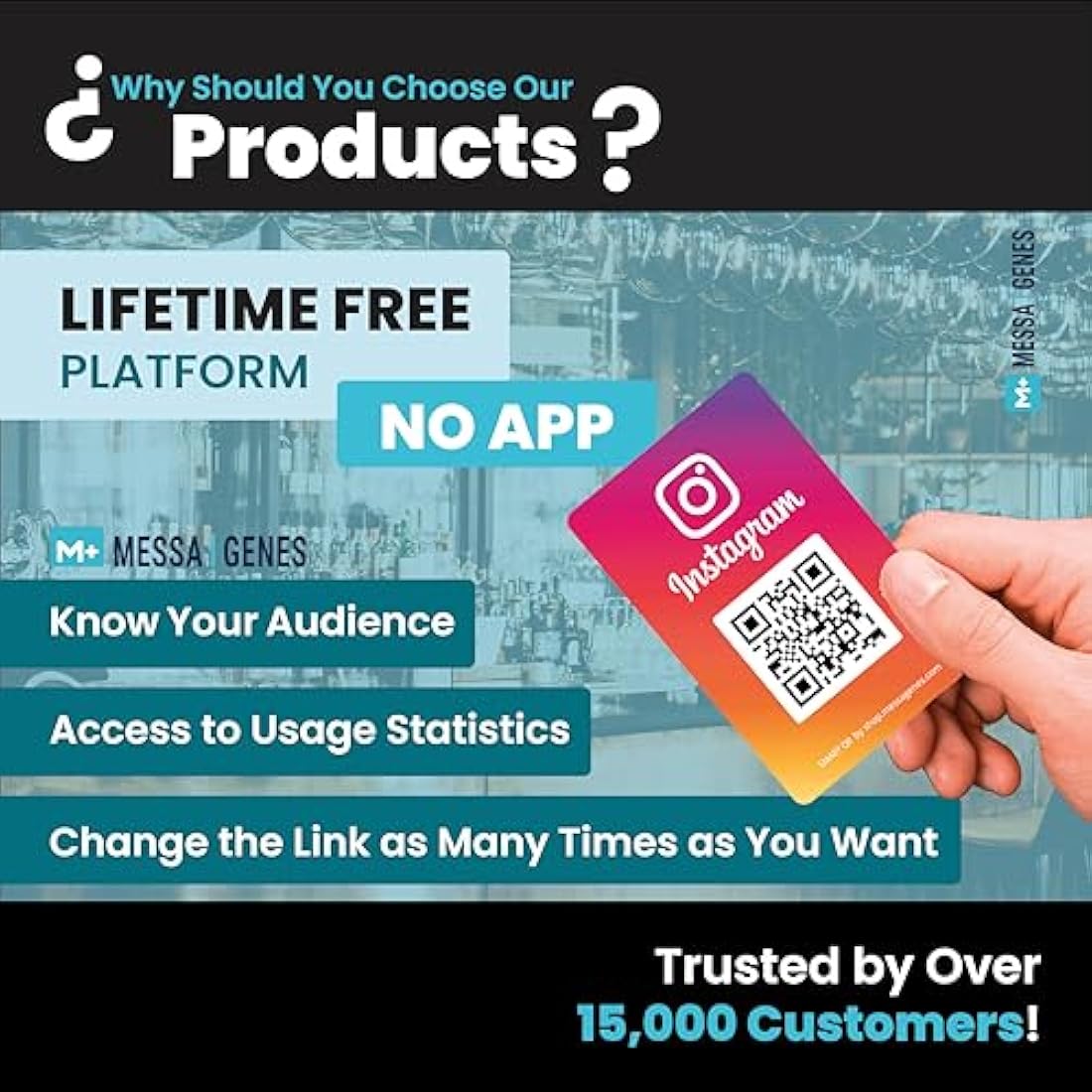 MESSAGENES | PVC Card Review Us on Google QR Code and NFC + Instagram | NFC Business Card Google Reviews + Instagram | Reusable QR Code for Reviews and Followers | Pack 2 Units | Reviews and Followers