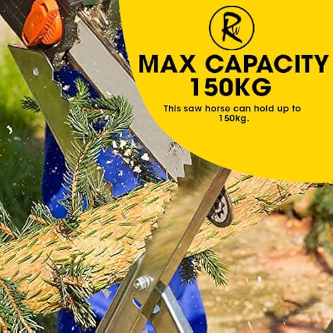 RocwooD Saw Horse Sawhorse Heavy Duty Metal Steel Foldable Adjustable Chainsaw Cutting Log Wood Stand Trestle Workmate Logging Sawing Forestry Workshop