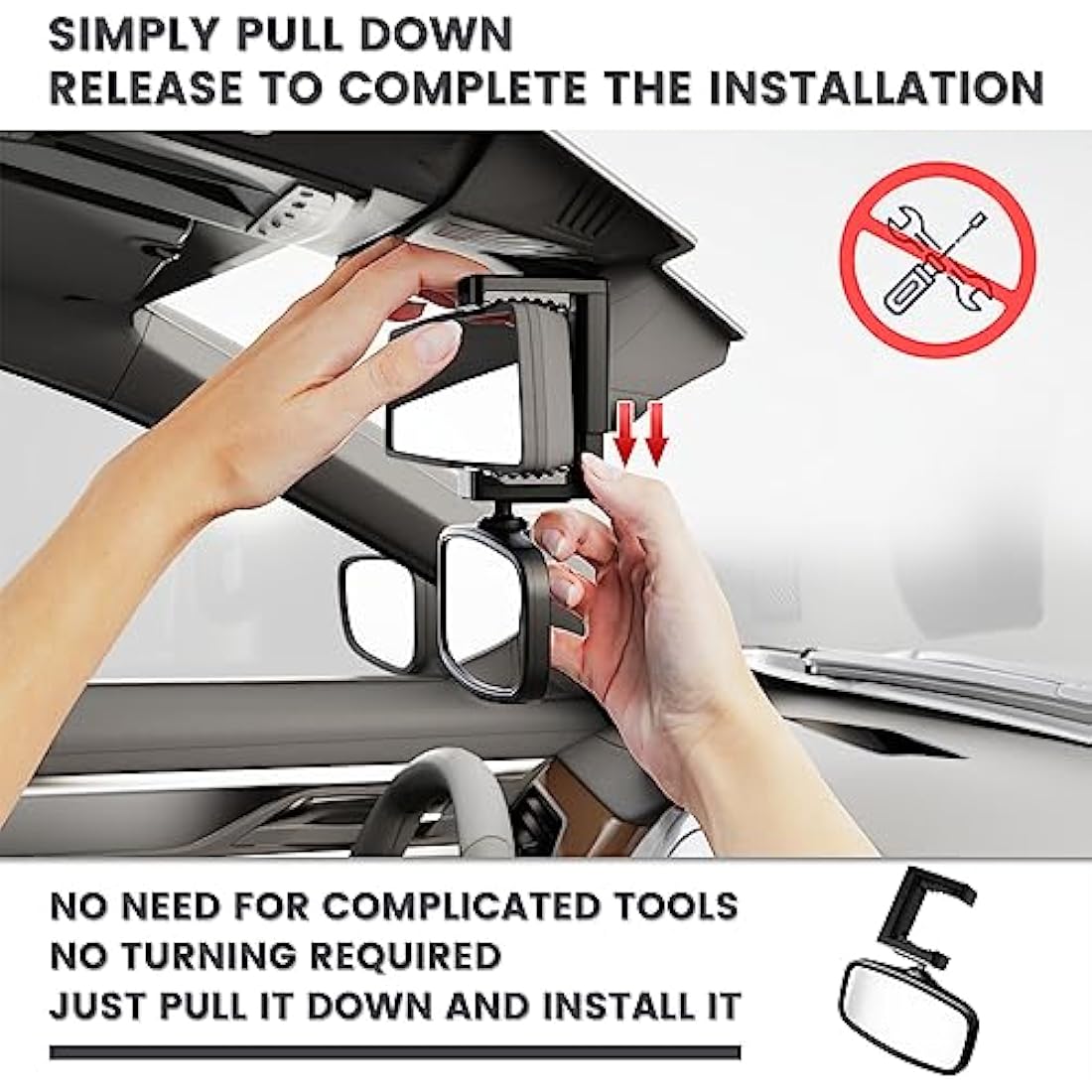 Car Mirror Baby Rear View, 360° Rotatable Rear View Mirror, Spring-Loaded Mounting, Glass Mirror, Car Seat Mirrorfor Rear Seat Safety (12.9 * 6.5cm)