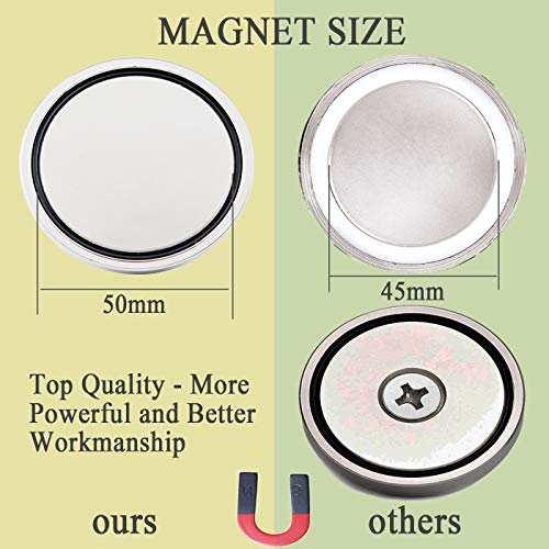 Uolor Magnet Fishing Kit – N35 Neodymium Eyebolt Fishing Magnet 160KG (353LB) Pull Force with 20M Rope, Gloves & Threadlocker for River Treasure Hunting & Salvage