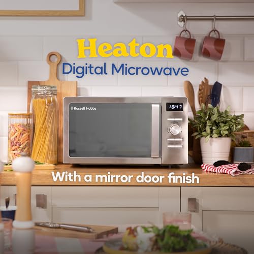 Russell Hobbs Stainless Steel Digital Microwave 20 Litre 800W Solo Digital with 5 Power Levels, Defrost Function & Easy Clean, 60 Minute Timer, 8