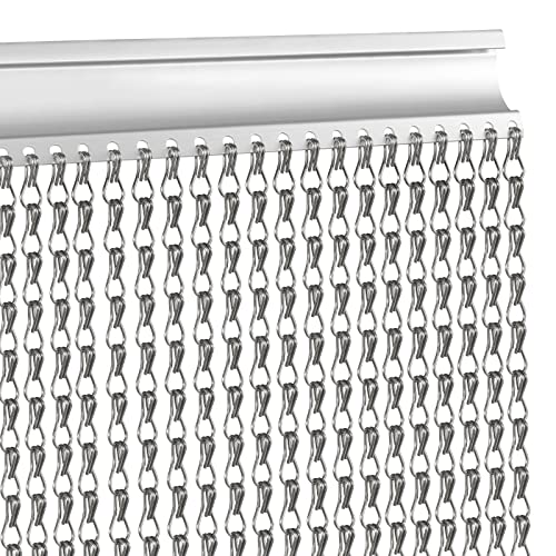 VerRich Dark Grey 80 x 200cm Aluminium Chain Curtain Door Fly Screens Metal Fly Curtain Insect Blinds Pest Control