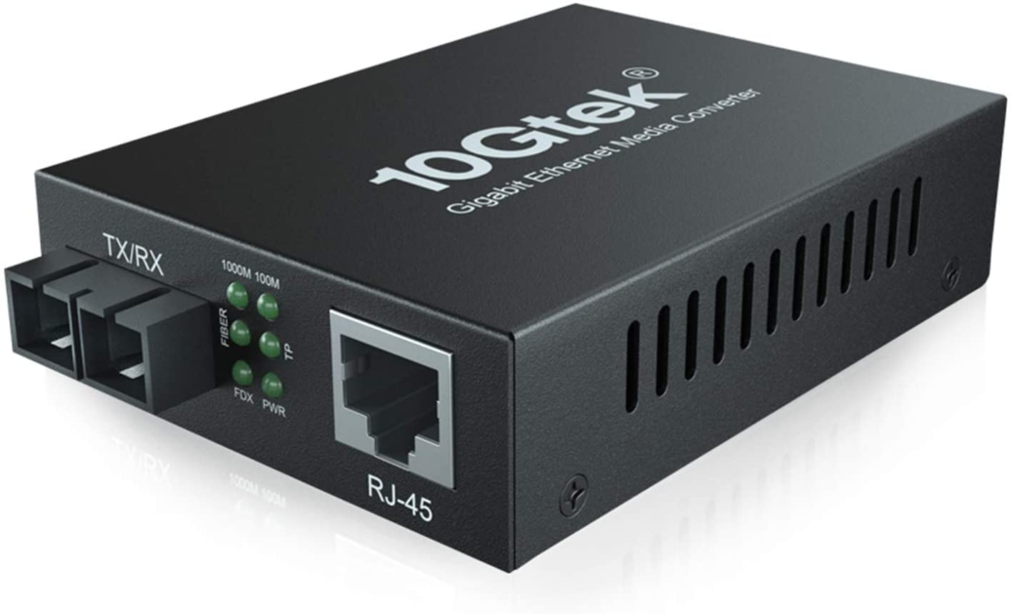10Gtek Gigabit Ethernet Fiber Media Converter with a Built-in 1Gb Singlemode SC Transceiver, 10/100/1000M RJ45 to 1000Base-LX, up to 20km, with a
