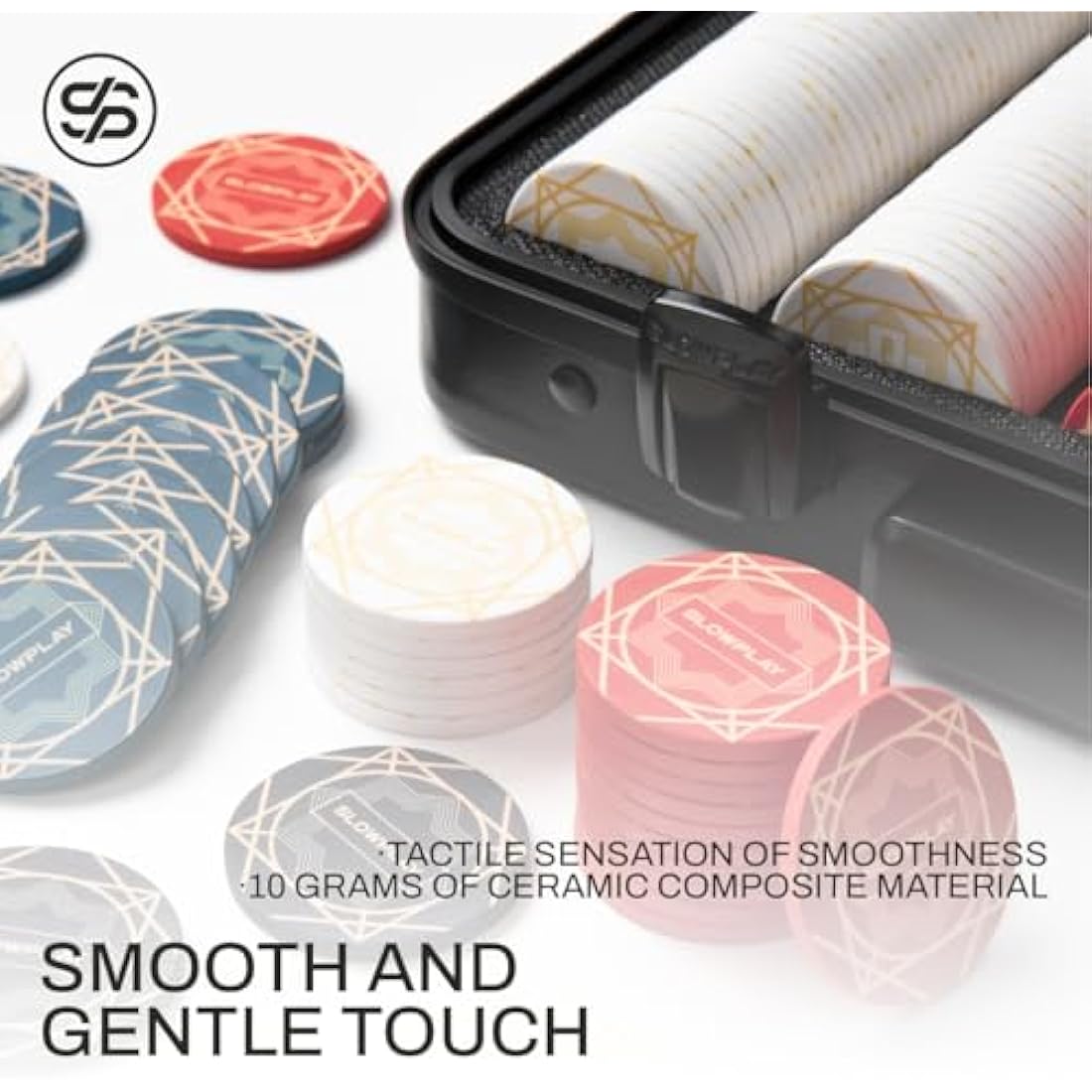 SLOWPLAY Nash Ceramic Poker Chips Set, 300 PCS [Blank Chips], 39mm & 10g Each | Features a High-end Chip case with Extra Durable German Polycarbonate Shell