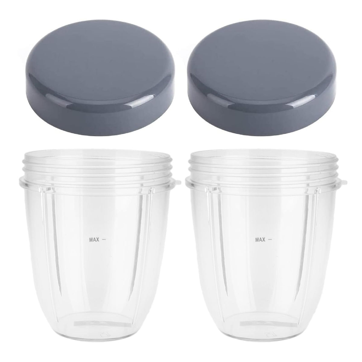 Dreld 2 Pack 18oz Cup with Flat Lid Replacement Parts Compatible with Nutribullet 600W 900W Blender Juicer (18oz)