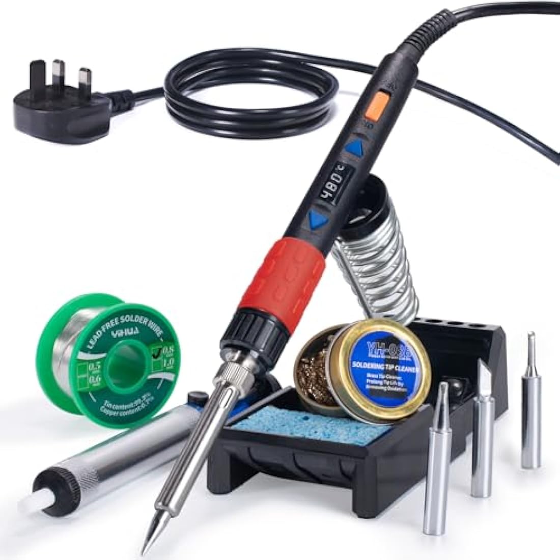 YIHUA 928D-III 110W Portable Digital Soldering Iron Kit with Temperature Stabilization Function and LED Display for Soldering & Desoldering Stained Glass(UK Plug)