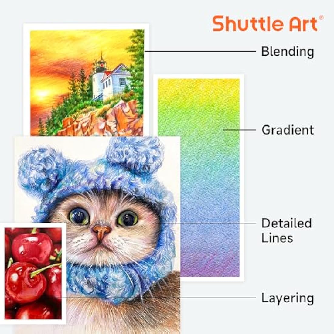 Shuttle Art 174 Colours Professional Colouring Pencils, Soft Core Coloured Pencils Set with 1 Colouring Book,1 Sketch Pad, 4 Sharpener, 2 Pencil Extender, Artists Kids Adults Colouring, Drawing