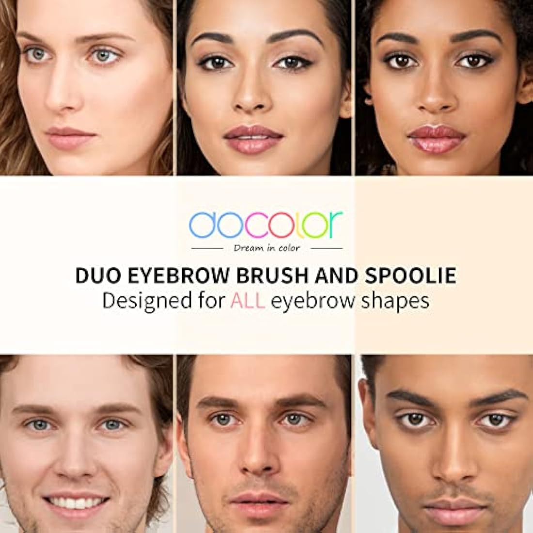 Docolor Eyebrow Brush Duo Eyebrow Spoolie 1Pc Professional Angled Eye Brow Brush Perfect for Lining and Shaping Brows, Spoolie for Brows or Lashes White
