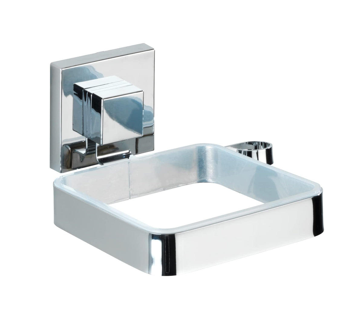 WENKO 22682100 Vacuum-Loc? hair dryer holder Quadro, Stainless steel, 14 x 7.5 x 13.5 cm, Shiny