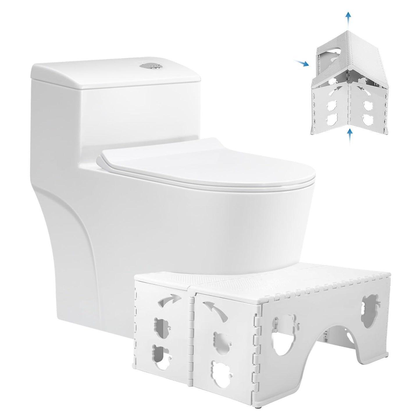 Foldable Toilet Stool, 7 Inch Ergonomic Bathroom Step Stool for Adults with Non-Slip Base, Space Saving Design, Healthy Squatting Position, Compact