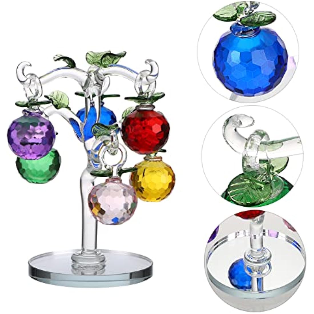 BTSKY Crystal Glass Apple Tree - Artificial Tree Figurine Ornament Table Decoration Feng Shui Crystal Apple Tree Decoration