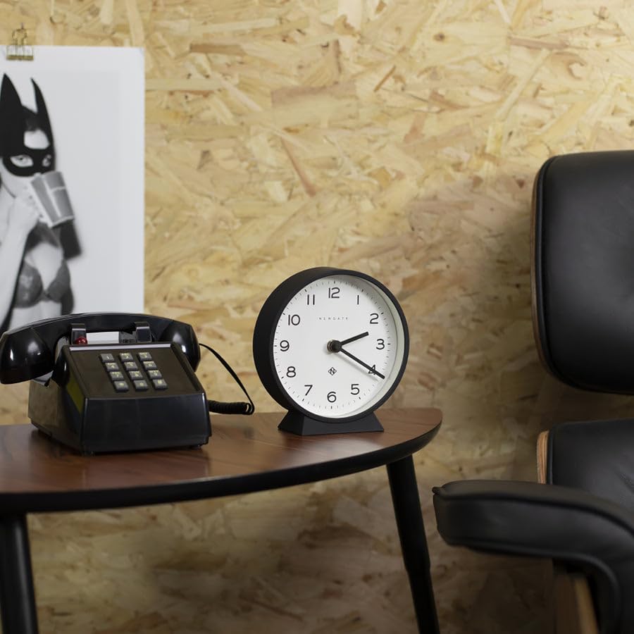 NEWGATE? M Mantel Silent Sweep Mantel Clock - 'No Tick' - A Modern Mantelpiece Clock - Small Clock Mantel Clocks - Minimalist Dial - (Black)
