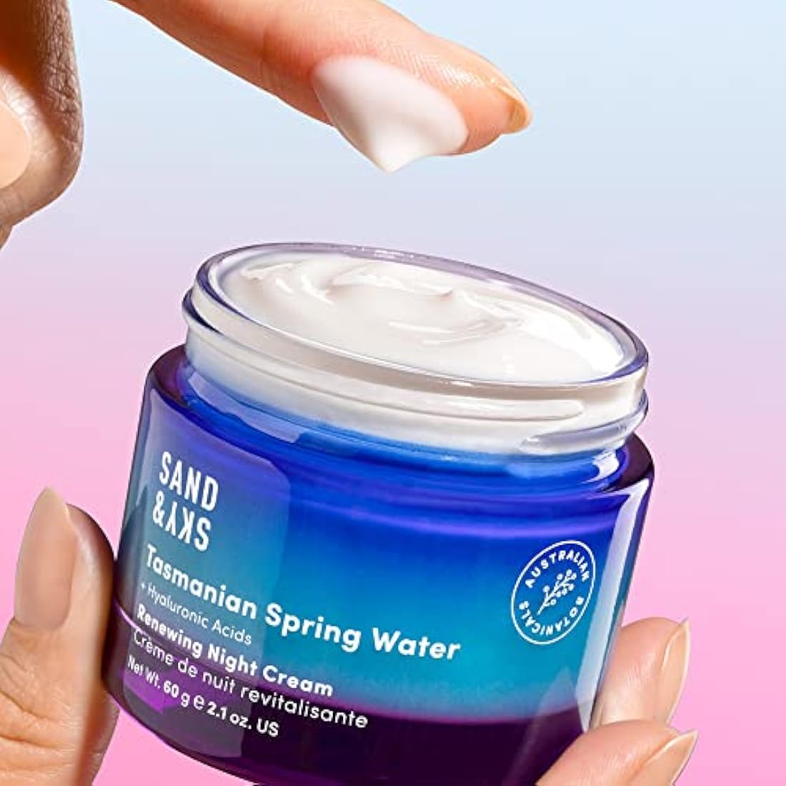 Sand & Sky Tasmanian Spring Water Deep Hydration Night Cream with 3x Hyaluronic Acid - Anti-Aging Repair Cream for Wrinkles, Boosts Collagen Production