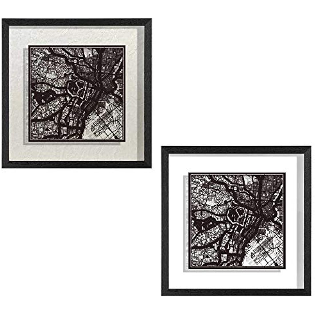 O3 DESIGN STUDIO Tokyo Marco de Papel para mapas, Black map, Black frame, 9x9 inches, Gift Boxed, 2 background color, self-changing, Paper Art