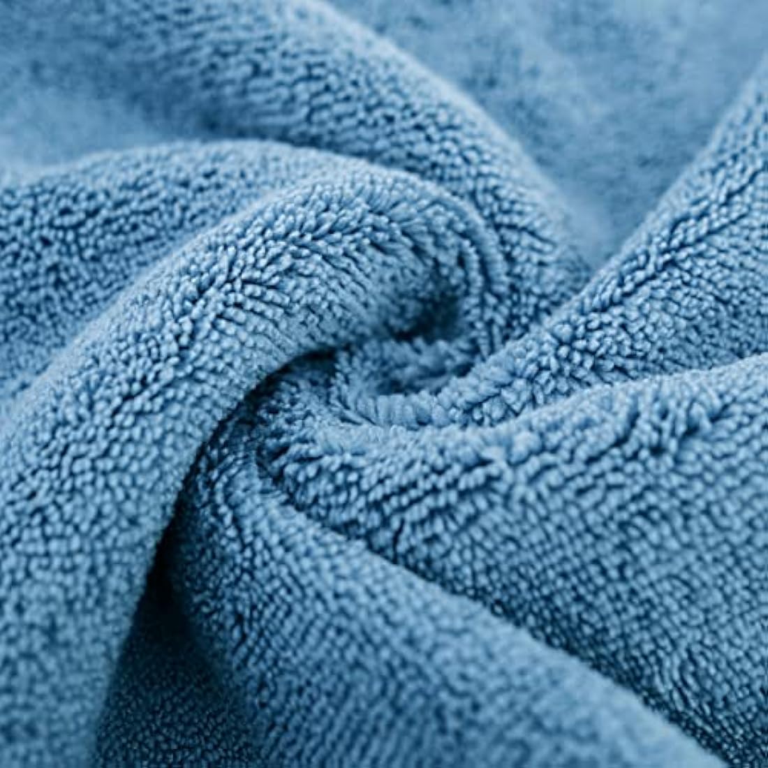 POLYTE Plush Quick Dry Lint Free Microfibre Bath Towel Set, 6 Pieces (Blue)